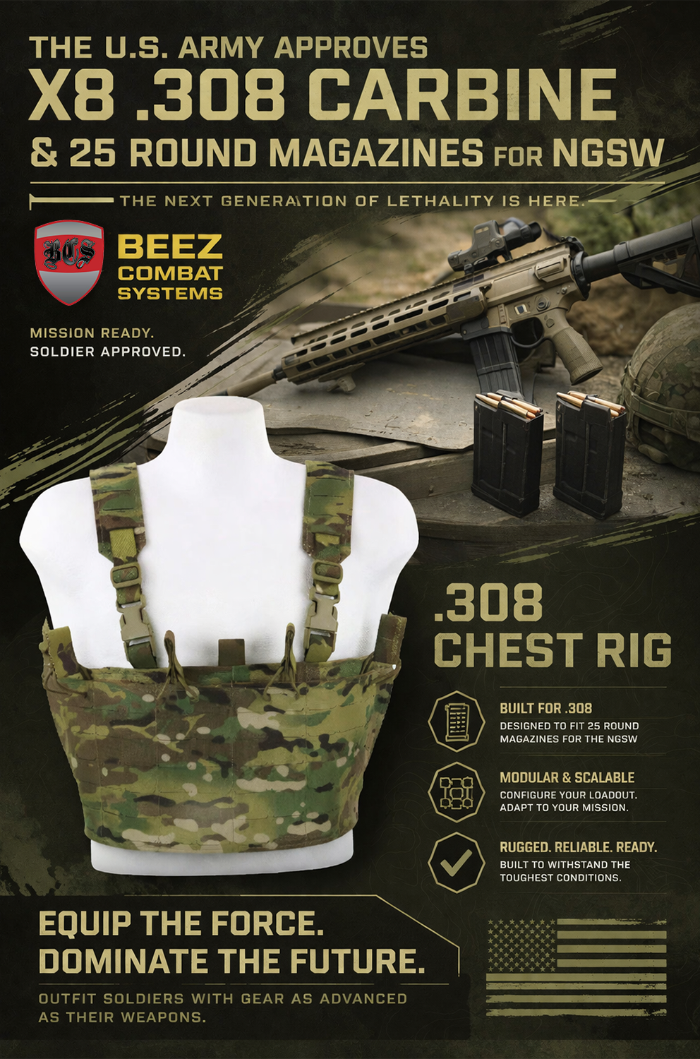 Beez Combat Systems .308 Magazine Pouches & Chest Rigs for 25-Round ...